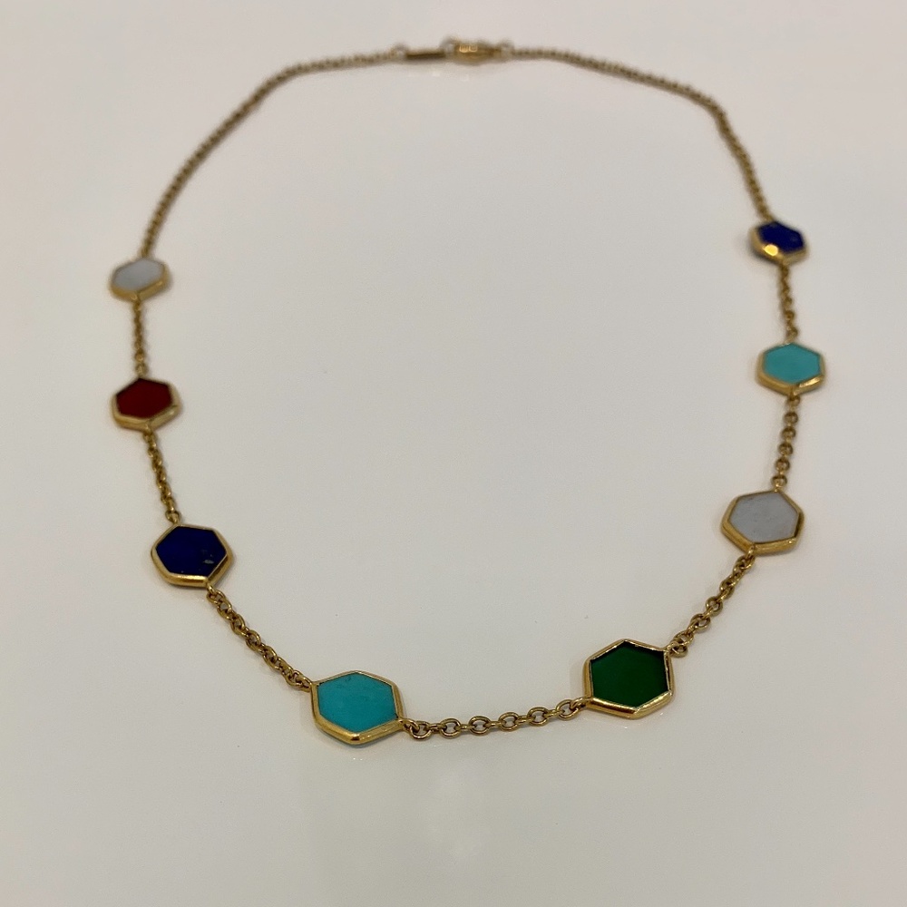 IPPOLITA 18K GOLD MULTI STONE STATION  NECKLACE 18”